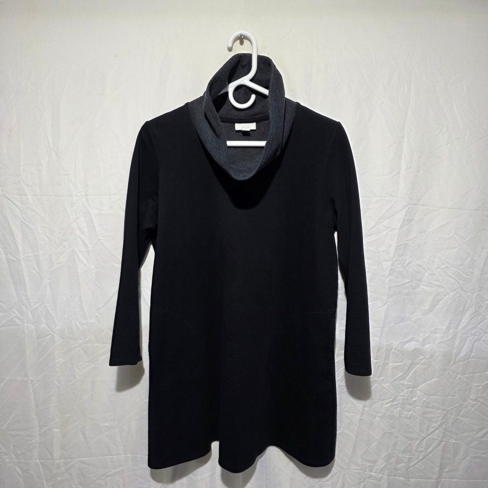 Pure Jill J. Jill Black Cowl Neck Tunic Top Pockets Petite Medium PM